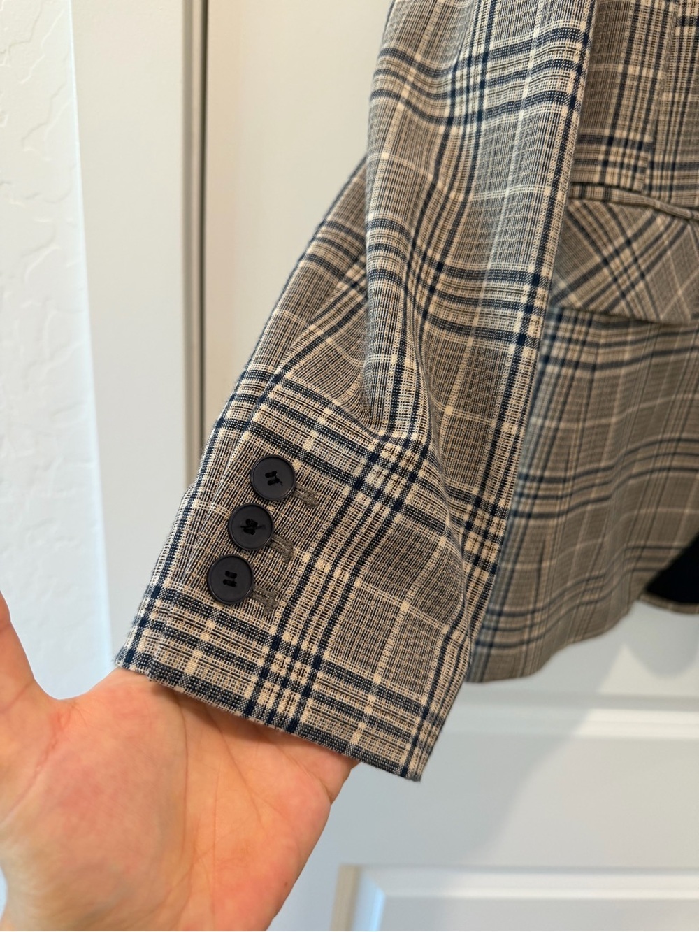 Preston & York Navy and Gray Plaid Double-Breasted Blazer - Picture 3 of 5